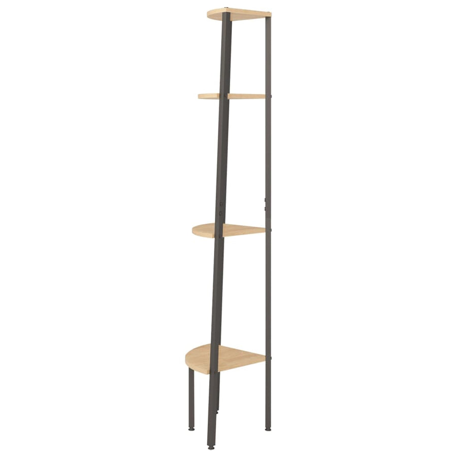 Hoekkastje Met 4 Schappen 45,5X31,5X150 Cm Lichtbruin En Zwart