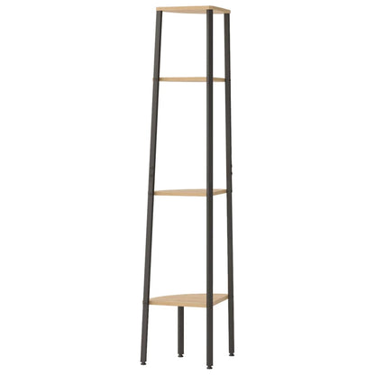 Hoekkastje Met 4 Schappen 45,5X31,5X150 Cm Lichtbruin En Zwart