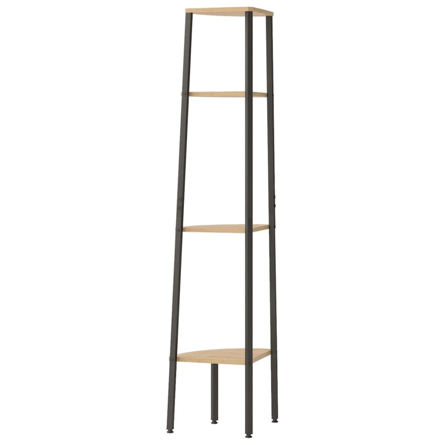 Hoekkastje Met 4 Schappen 45,5X31,5X150 Cm Lichtbruin En Zwart