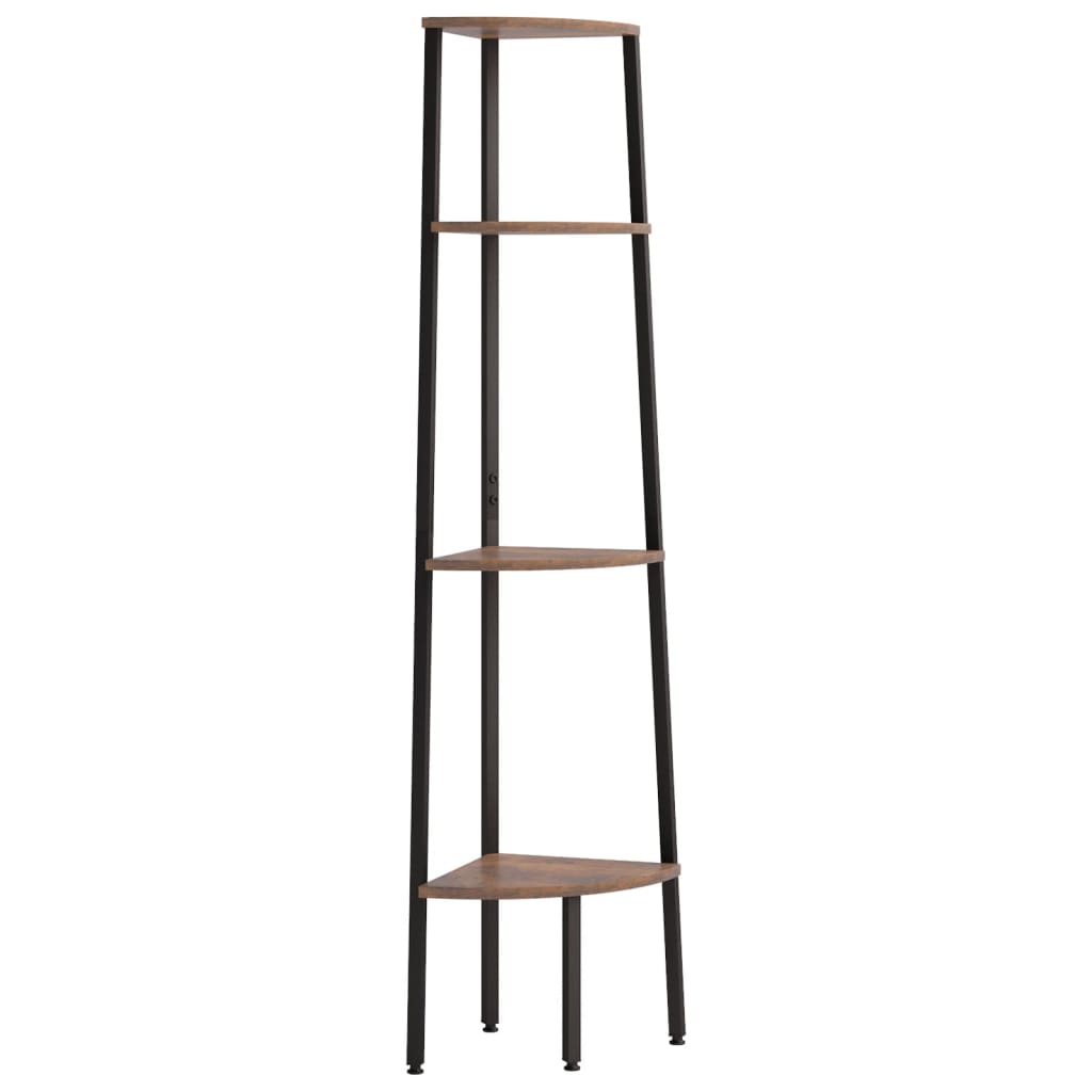 Hoekkastje Met 4 Schappen 45,5X31,5X150 Cm Donkerbruin En Zwart