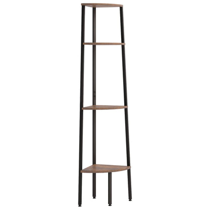 Hoekkastje Met 4 Schappen 45,5X31,5X150 Cm Donkerbruin En Zwart