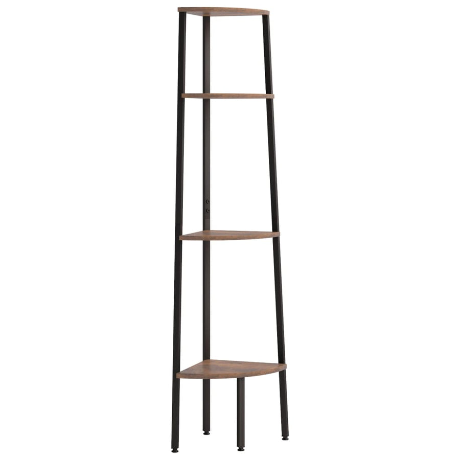 Hoekkastje Met 4 Schappen 45,5X31,5X150 Cm Donkerbruin En Zwart