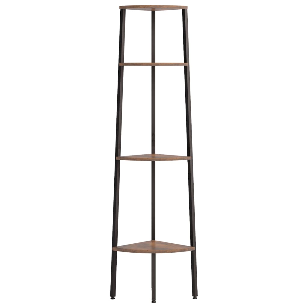 Hoekkastje Met 4 Schappen 45,5X31,5X150 Cm Donkerbruin En Zwart