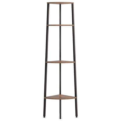 Hoekkastje Met 4 Schappen 45,5X31,5X150 Cm Donkerbruin En Zwart