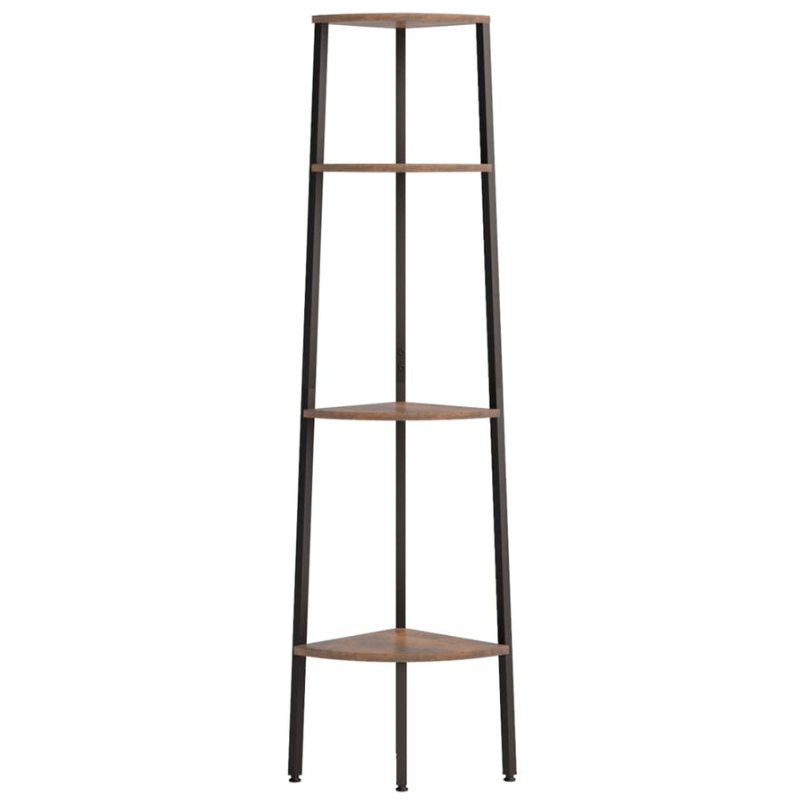Hoekkastje Met 4 Schappen 45,5X31,5X150 Cm Donkerbruin En Zwart