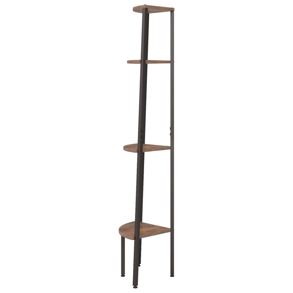 Hoekkastje Met 4 Schappen 45,5X31,5X150 Cm Donkerbruin En Zwart