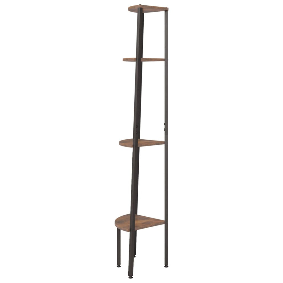 Hoekkastje Met 4 Schappen 45,5X31,5X150 Cm Donkerbruin En Zwart