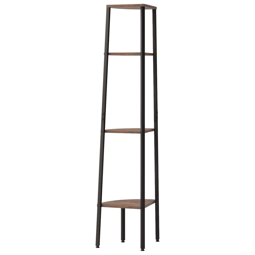 Hoekkastje Met 4 Schappen 45,5X31,5X150 Cm Donkerbruin En Zwart