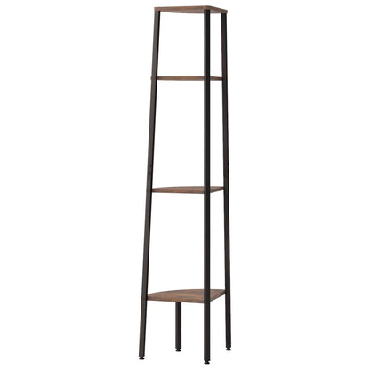 Hoekkastje Met 4 Schappen 45,5X31,5X150 Cm Donkerbruin En Zwart