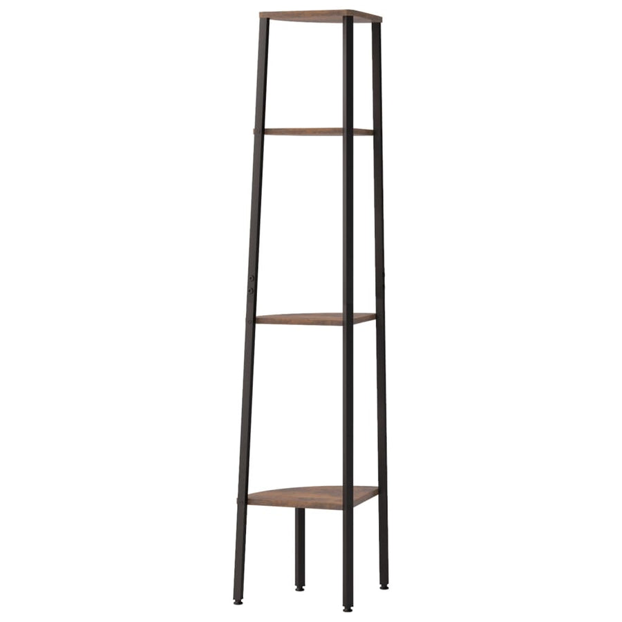 Hoekkastje Met 4 Schappen 45,5X31,5X150 Cm Donkerbruin En Zwart