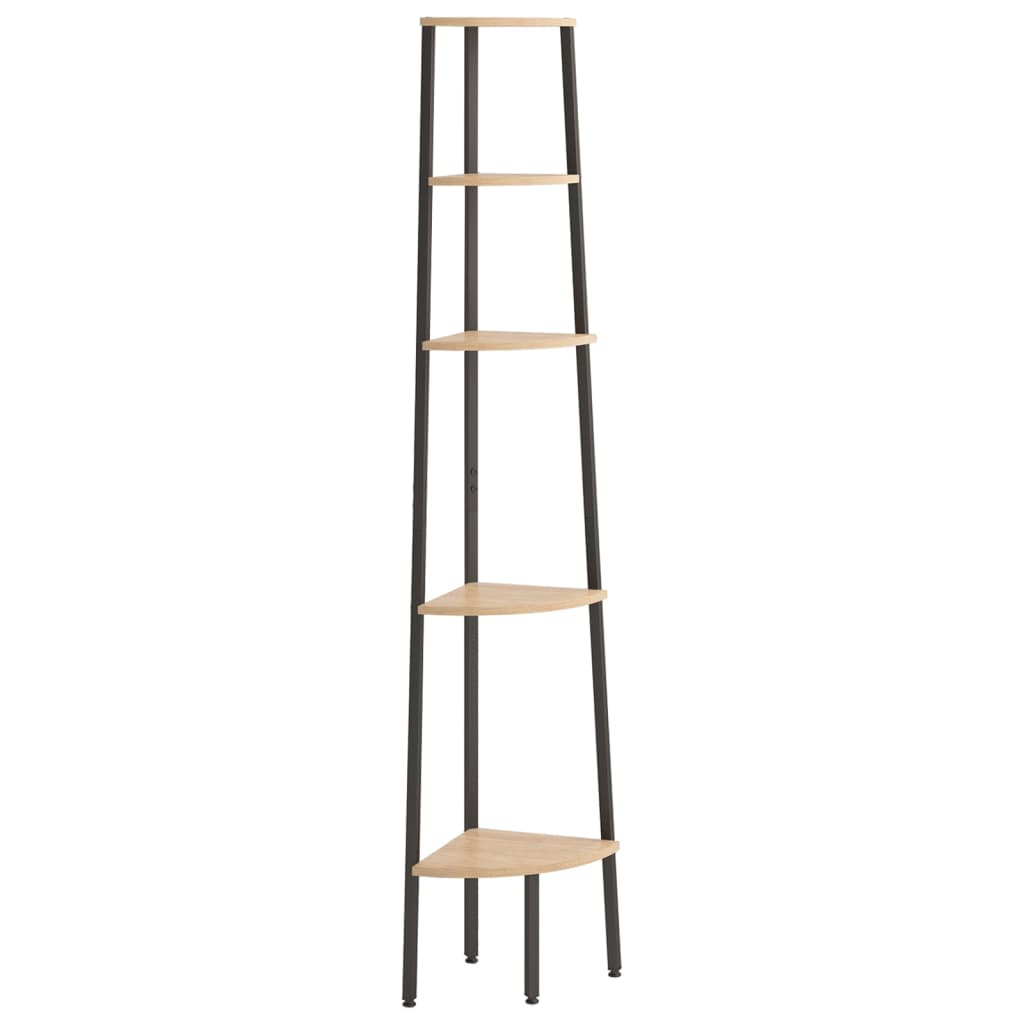 Hoekkastje Met 5 Schappen 45,5X31,5X180 Cm Lichtbruin En Zwart