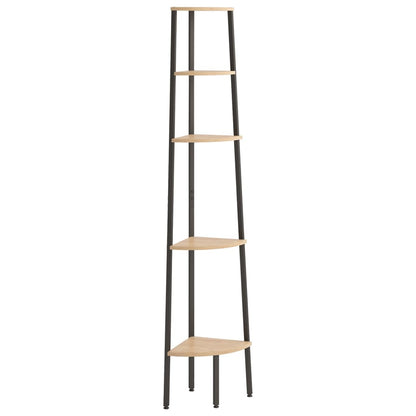 Hoekkastje Met 5 Schappen 45,5X31,5X180 Cm Lichtbruin En Zwart