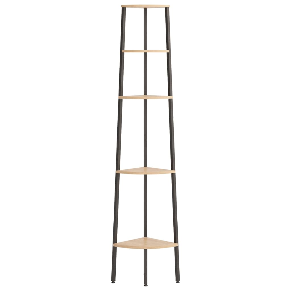 Hoekkastje Met 5 Schappen 45,5X31,5X180 Cm Lichtbruin En Zwart