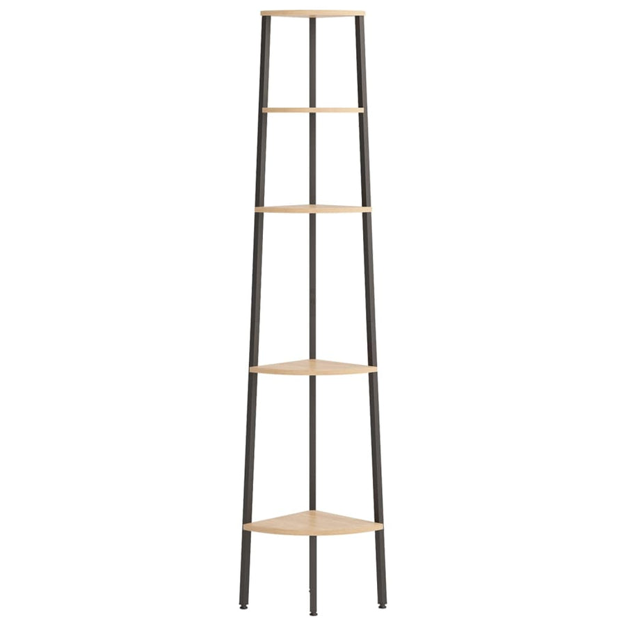 Hoekkastje Met 5 Schappen 45,5X31,5X180 Cm Lichtbruin En Zwart