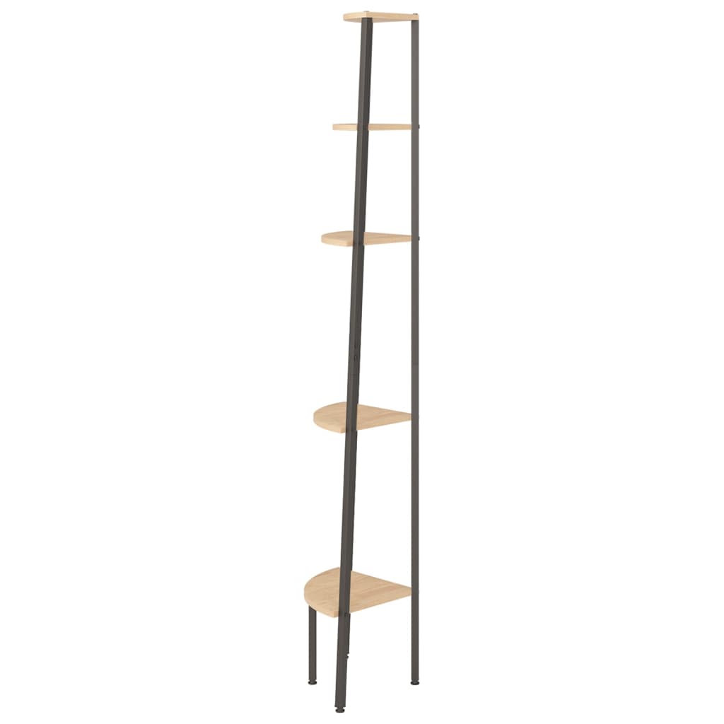 Hoekkastje Met 5 Schappen 45,5X31,5X180 Cm Lichtbruin En Zwart
