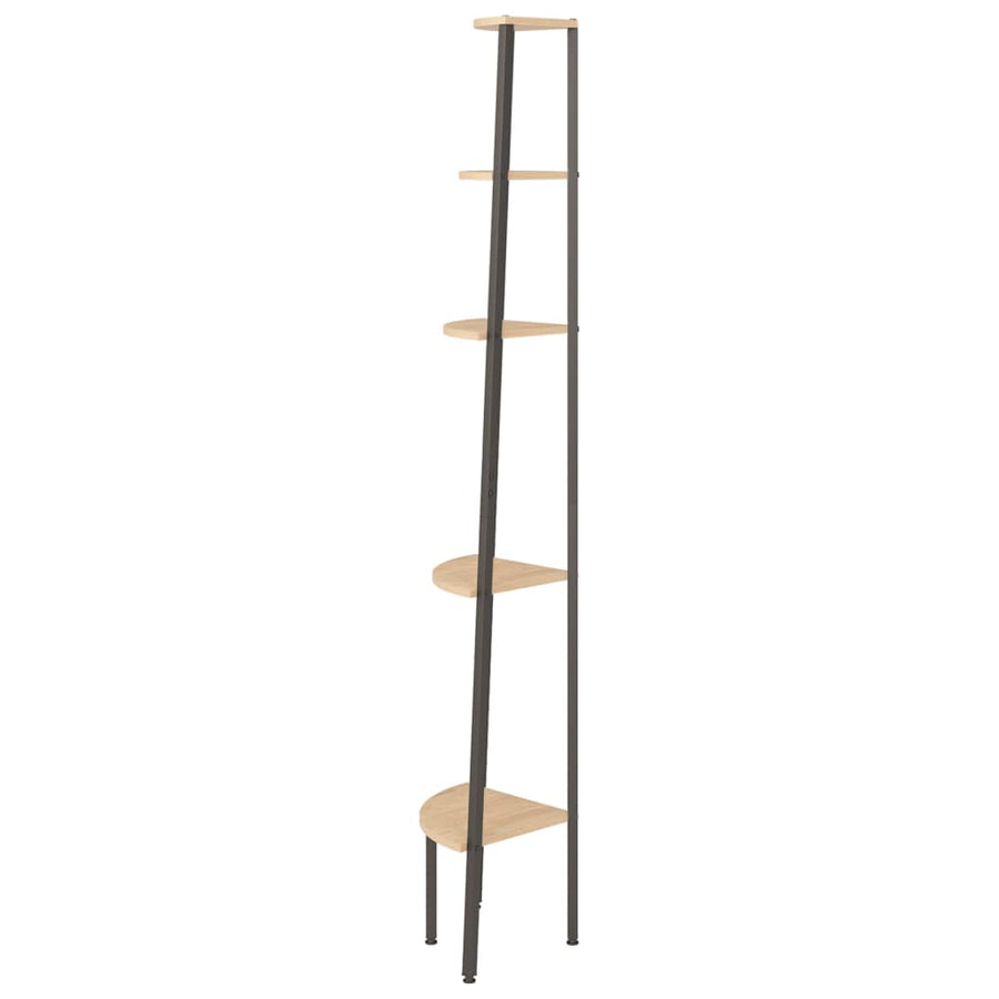 Hoekkastje Met 5 Schappen 45,5X31,5X180 Cm Lichtbruin En Zwart