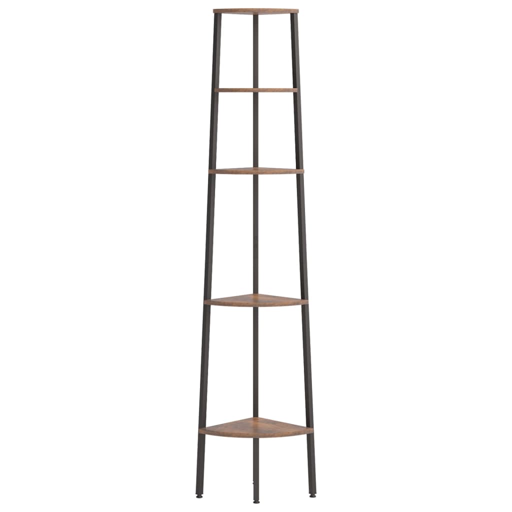 Hoekkastje Met 5 Schappen 45,5X31,5X180 Cm Donkerbruin En Zwart