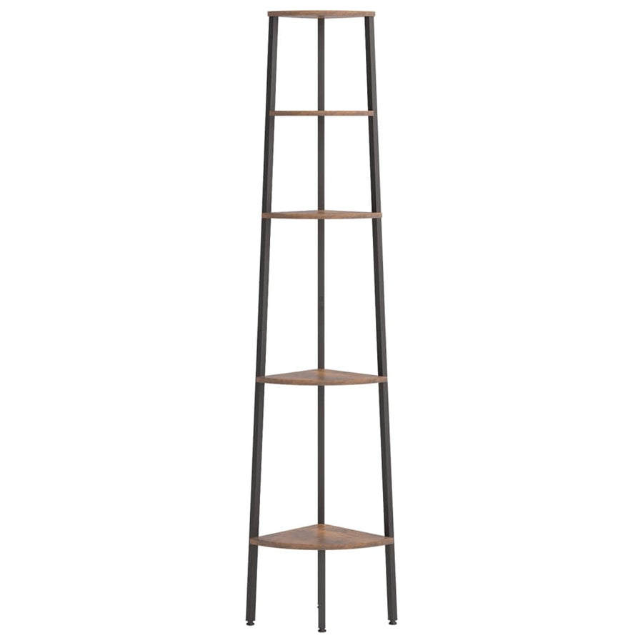 Hoekkastje Met 5 Schappen 45,5X31,5X180 Cm Donkerbruin En Zwart
