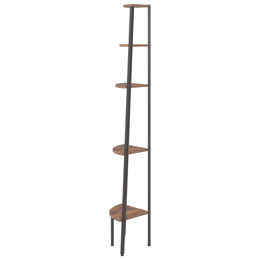 Hoekkastje Met 5 Schappen 45,5X31,5X180 Cm Donkerbruin En Zwart