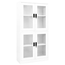 Kantoorkast 90X40X180 Cm Staal En Gehard Glas Wit