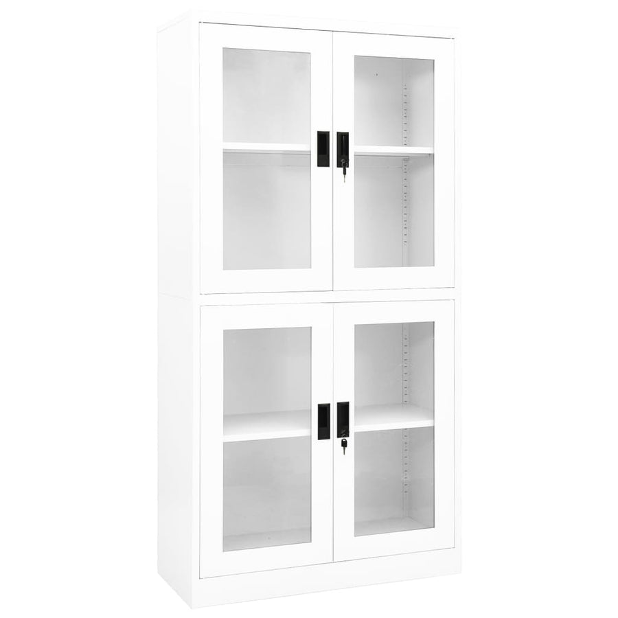 Kantoorkast 90X40X180 Cm Staal En Gehard Glas Wit