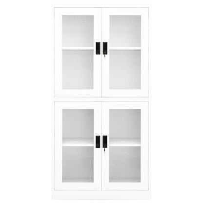 Kantoorkast 90X40X180 Cm Staal En Gehard Glas Wit