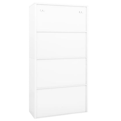 Kantoorkast 90X40X180 Cm Staal En Gehard Glas Wit