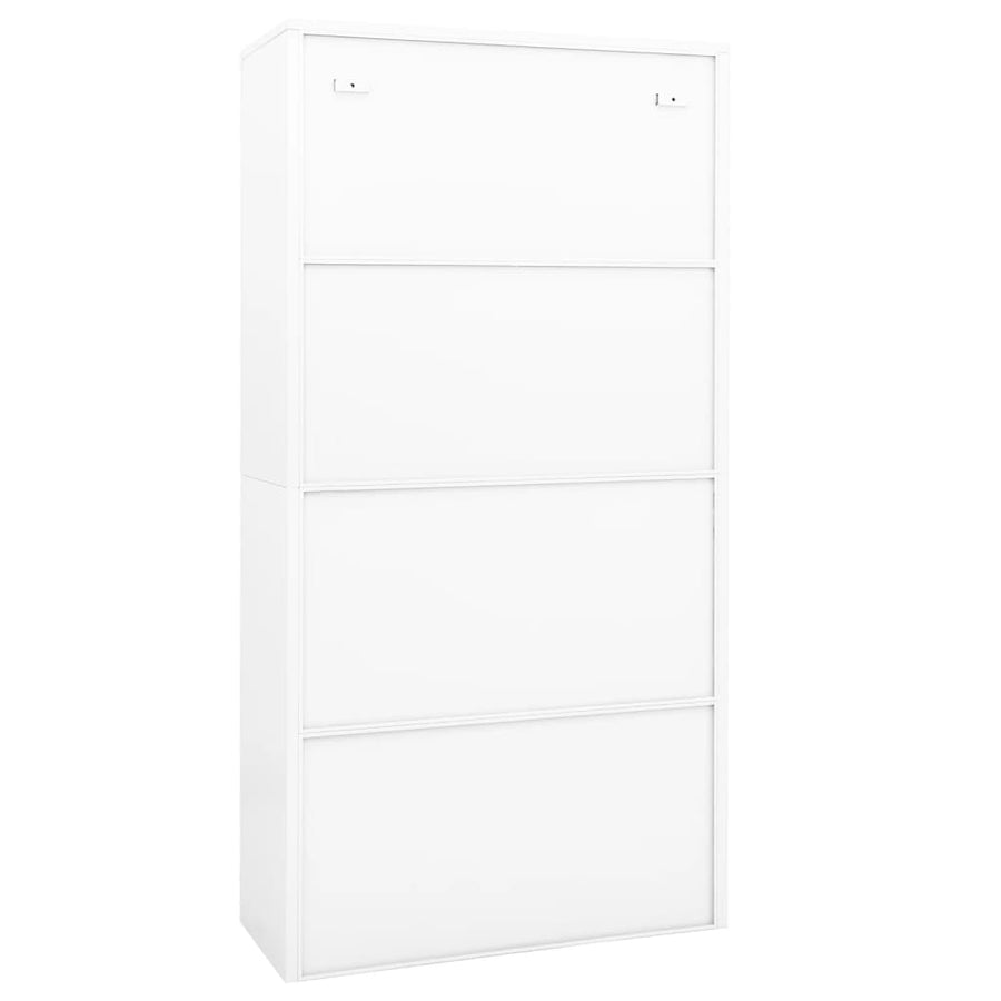 Kantoorkast 90X40X180 Cm Staal En Gehard Glas Wit