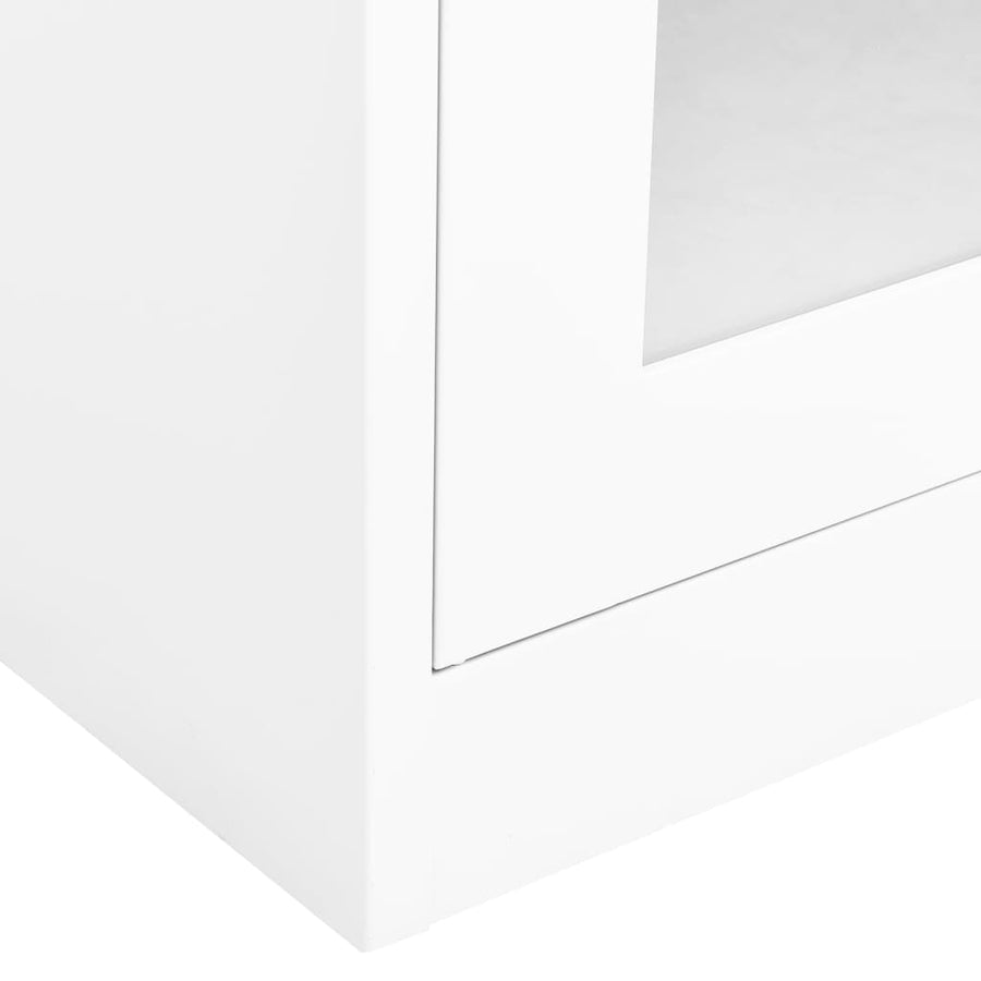 Kantoorkast 90X40X180 Cm Staal En Gehard Glas Wit