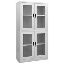 Kantoorkast 90X40X180 Cm Staal En Gehard Glas Lichtgrijs