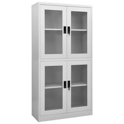 Kantoorkast 90X40X180 Cm Staal En Gehard Glas Lichtgrijs