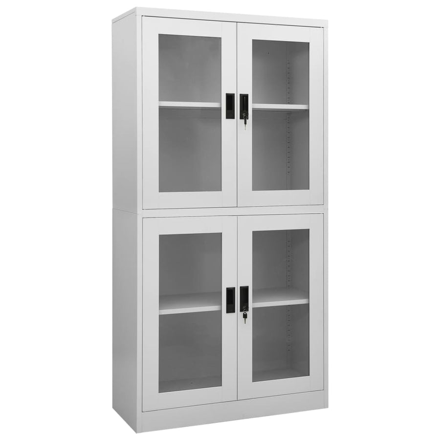 Kantoorkast 90X40X180 Cm Staal En Gehard Glas Lichtgrijs