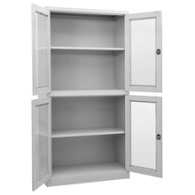 Kantoorkast 90X40X180 Cm Staal En Gehard Glas Lichtgrijs