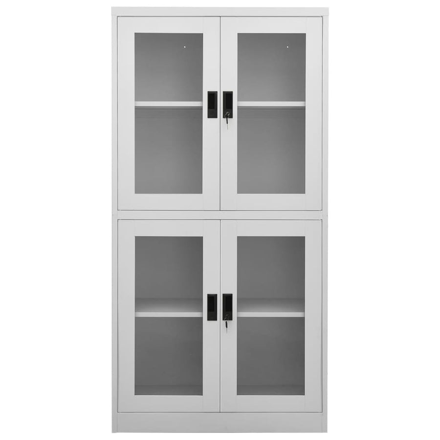 Kantoorkast 90X40X180 Cm Staal En Gehard Glas Lichtgrijs