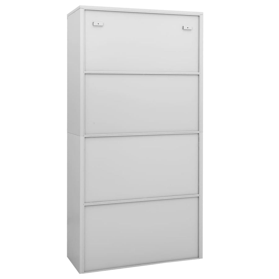 Kantoorkast 90X40X180 Cm Staal En Gehard Glas Lichtgrijs