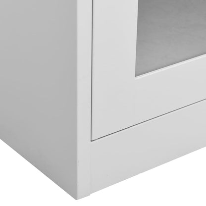 Kantoorkast 90X40X180 Cm Staal En Gehard Glas Lichtgrijs