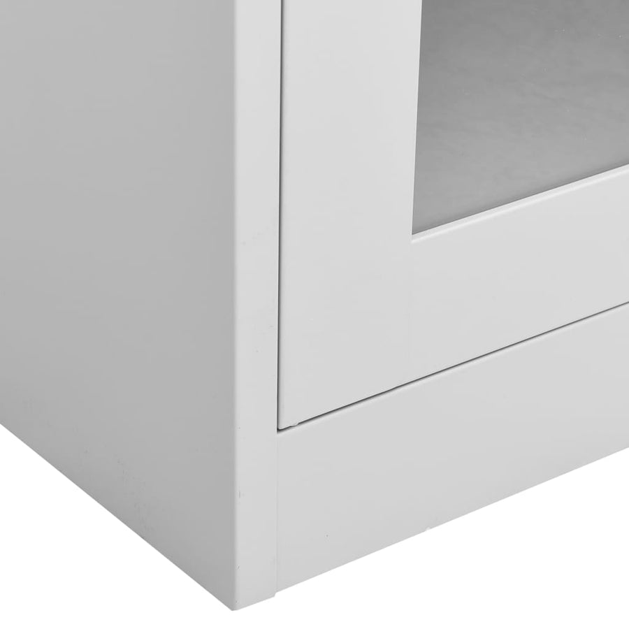 Kantoorkast 90X40X180 Cm Staal En Gehard Glas Lichtgrijs