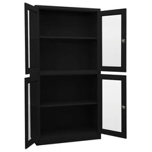Kantoorkast 90X40X180 Cm Staal En Gehard Glas Zwart