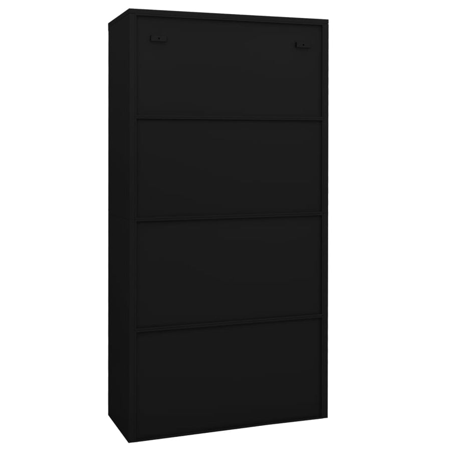 Kantoorkast 90X40X180 Cm Staal En Gehard Glas Zwart