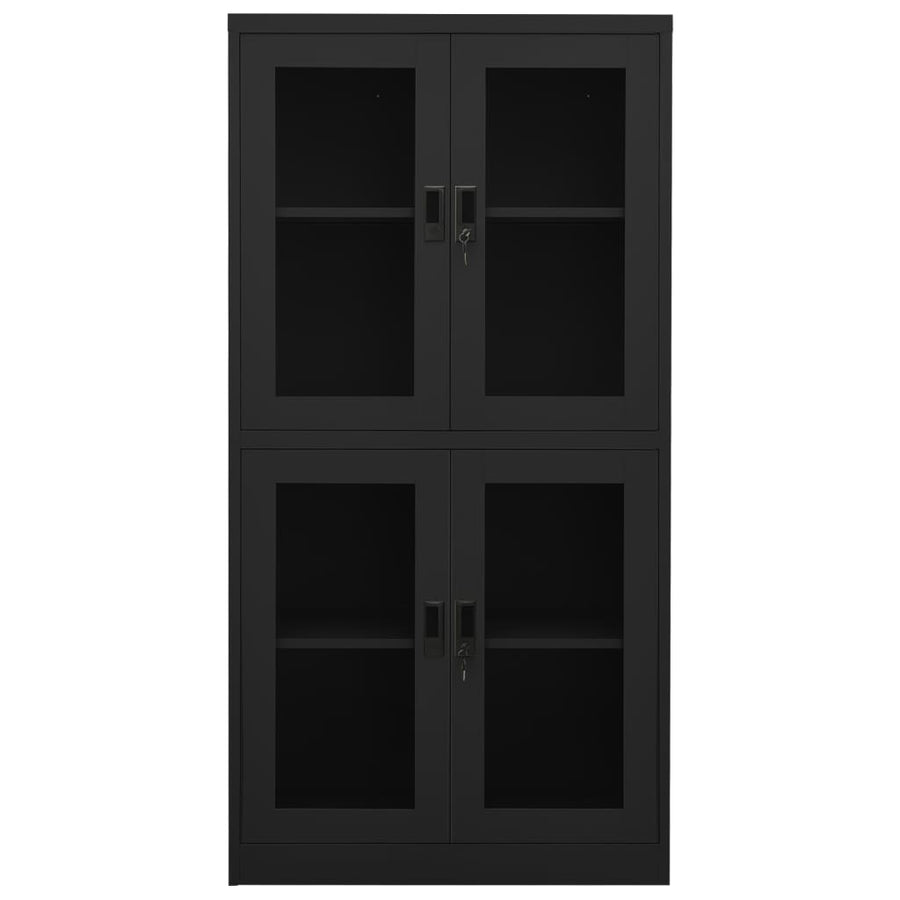 Kantoorkast 90x40x180 cm staal en gehard glas antracietkleurig