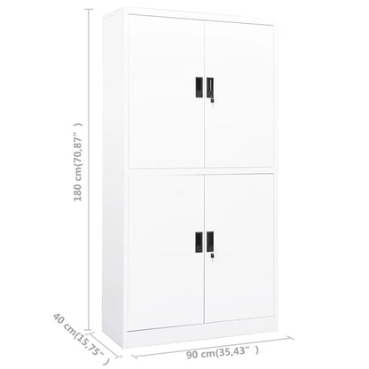 Kantoorkast 90x40x180 cm staal wit
