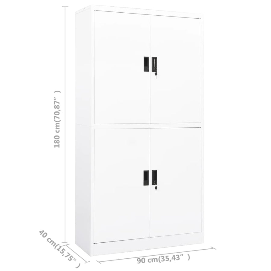 Kantoorkast 90x40x180 cm staal wit