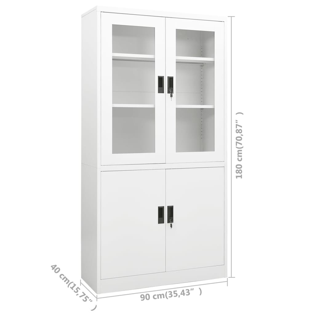 Kantoorkast 90x40x180 cm staal wit