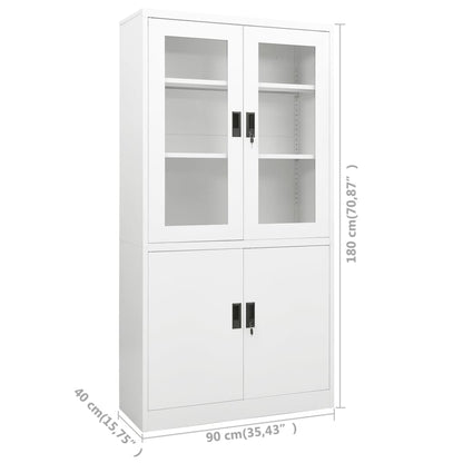Kantoorkast 90x40x180 cm staal wit