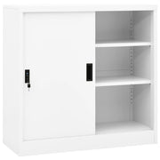 Kantoorkast 90x40x90 cm staal wit schuifdeuren slot