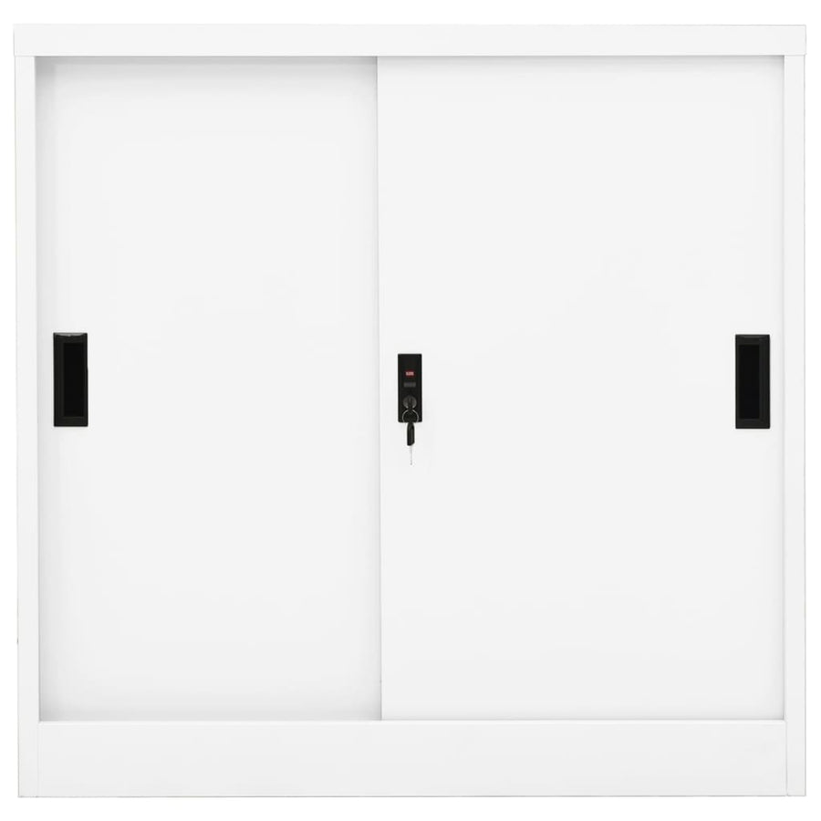 Kantoorkast Met Schuifdeuren 90X40X90 Cm Staal Wit Zonder plantenbak
