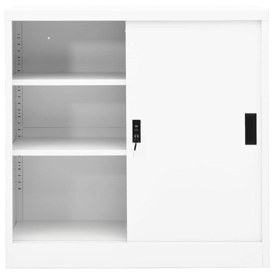 Kantoorkast Met Schuifdeuren 90X40X90 Cm Staal Wit Zonder plantenbak