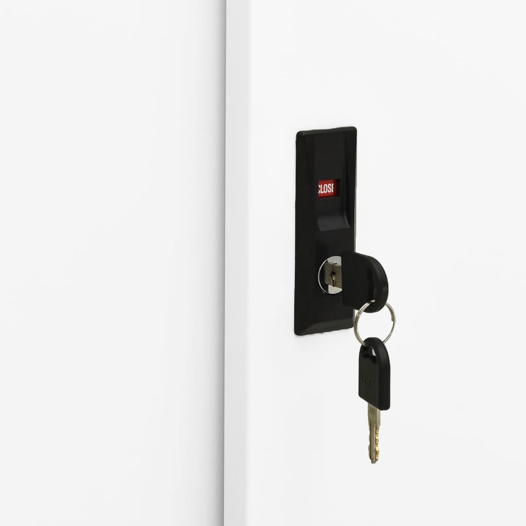 Kantoorkast Met Schuifdeuren 90X40X90 Cm Staal Wit Zonder plantenbak