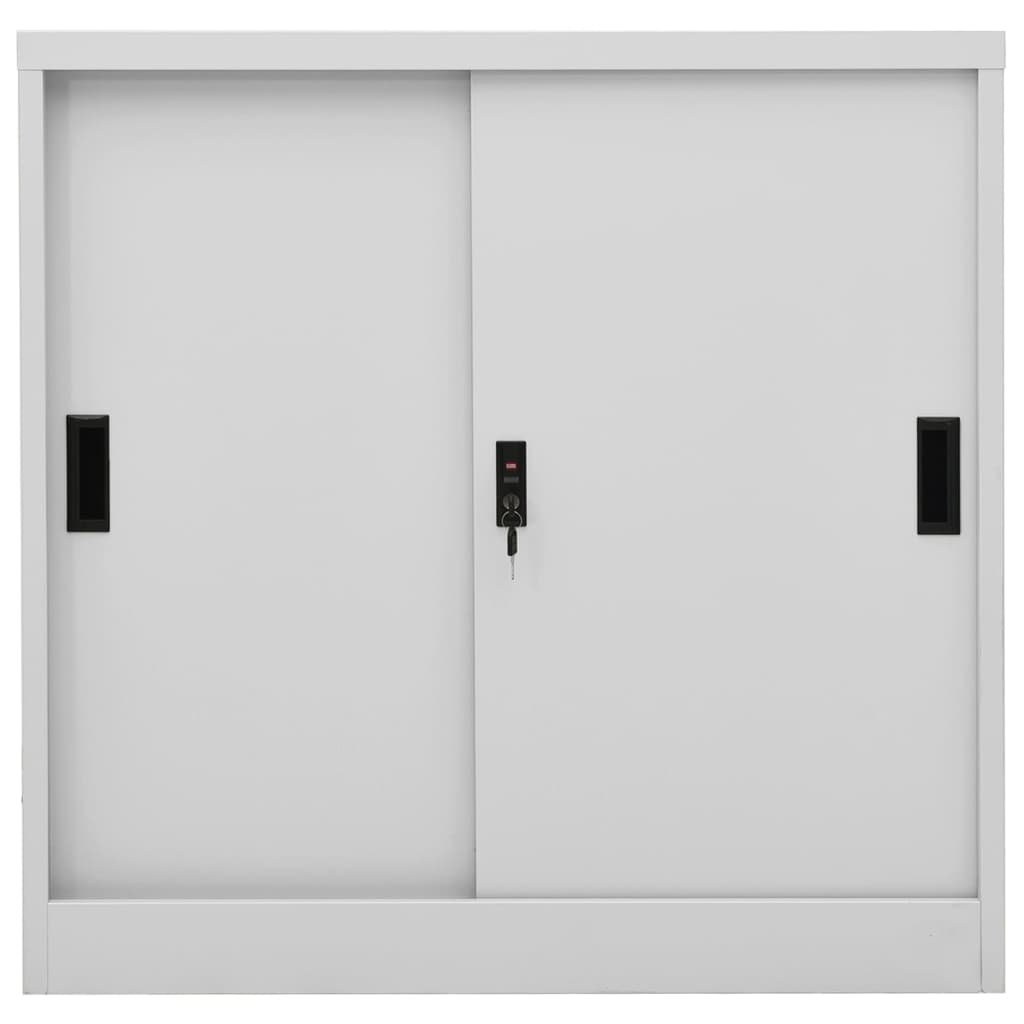 Kantoorkast Met Schuifdeuren 90X40X90 Cm Staal Lichtgrijs Zonder plantenbak