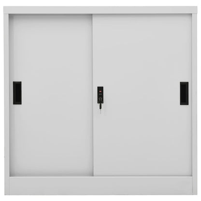 Kantoorkast Met Schuifdeuren 90X40X90 Cm Staal Lichtgrijs Zonder plantenbak